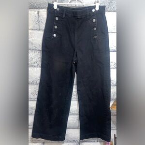 Ann Taylor Black Sailor Wide Leg Cropped Denim Sz 8